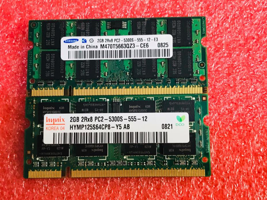 4GB (2x2GB) PC2-5300s DDR2-667MHz/PC2-6400 Laptop Memory SODIMM Intel 200pin
