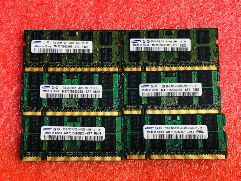 SAMSUNG 2GB (6x2GB) 2Rx8 PC2 6400S-666-12-E3 Laptop Memory Ram