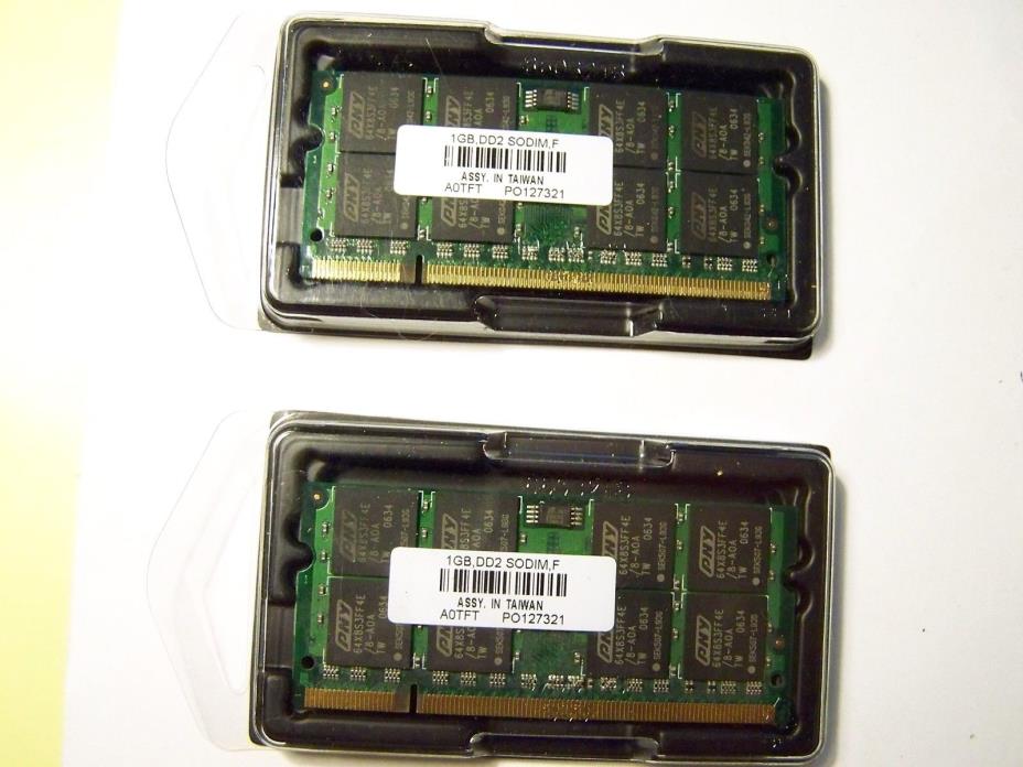 PNY 2x1GB DDR2 PC2-5300 Memory Modules 200-pin SODIMM, 667MHz Laptop Memory
