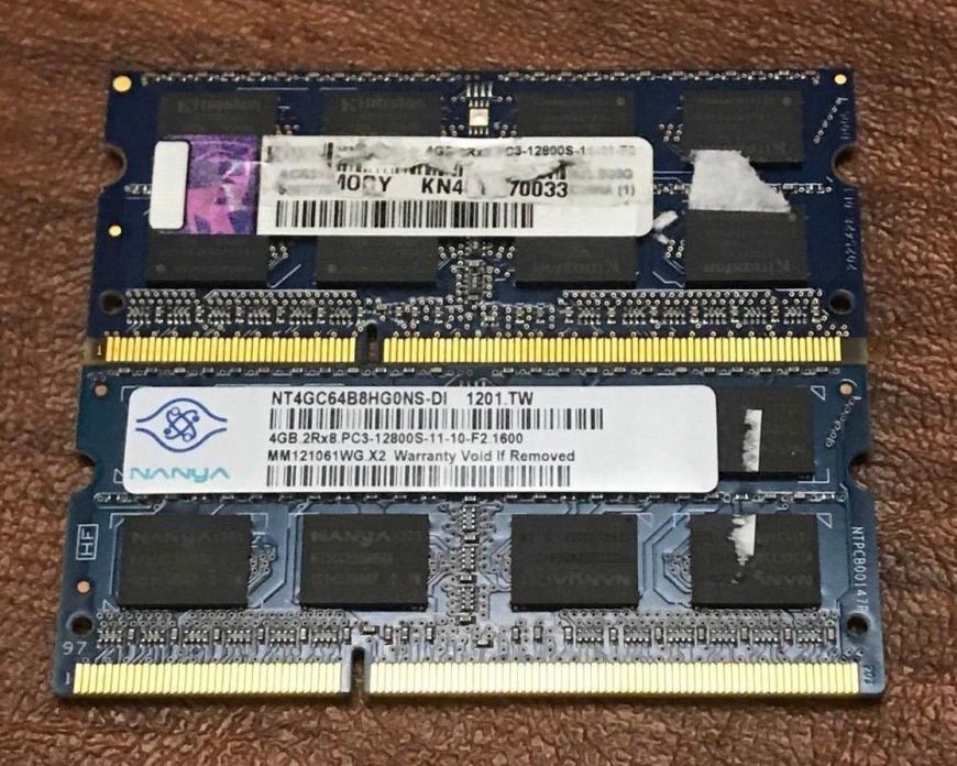 Kingston Nanya 8GB (2x4GB) DDR3 Laptop PC3-12800 Ram Memory 204 pin