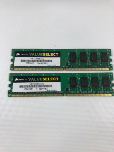 CORSAIR 2GB (2x1GB) 1Rx8 PC2-5400 DDR2 667MHz Matching RAM Memory Module