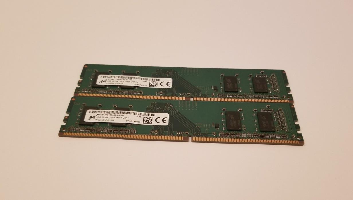 Micron 8GB KIT 2x4GB 1Rx16 PC4-2400T DDR4-2400Mhz Low Density RAM Desktop Memory