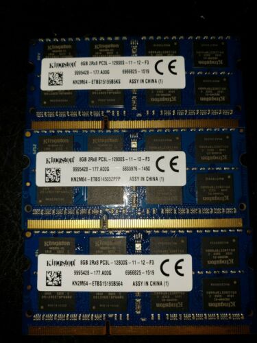 Kingston 8GB 2Rx8 PC3L-12800S DDR3 DDR3L SODIMM Laptop Memory RAM Tested