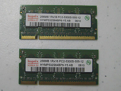 Hynix 512MB (2x256MB) PC2-5300S SO-DIMM 667MHz DDR2 Memory(HYMP532S64BP6-Y5 AB)