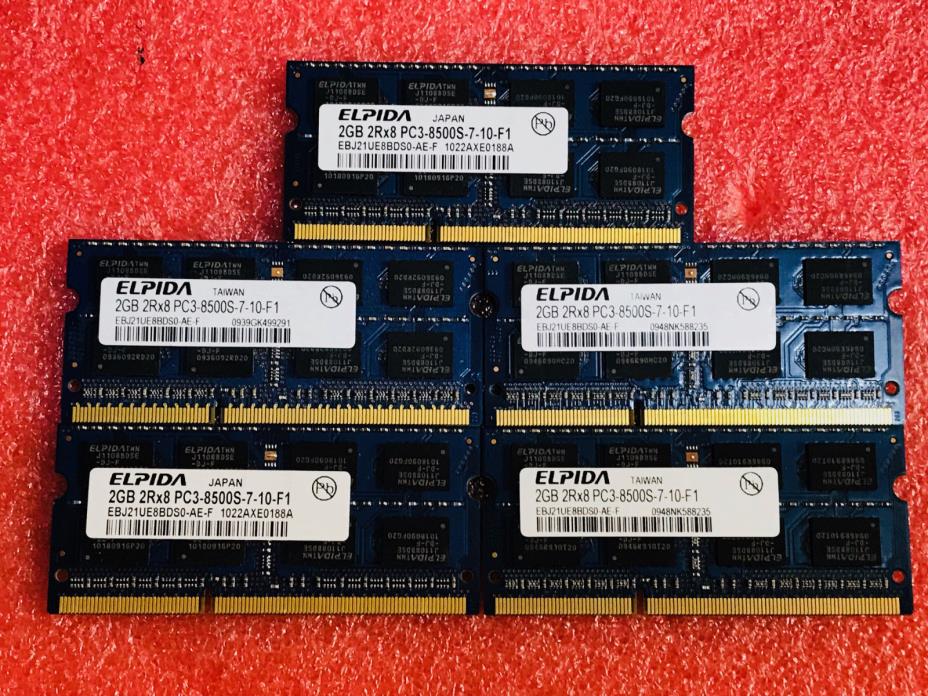 Elpida 2GB(5x 2GB) 2Rx8 DDR3 1066Mhz PC3-8500S SODIMM RAM Laptop Notebook Memory