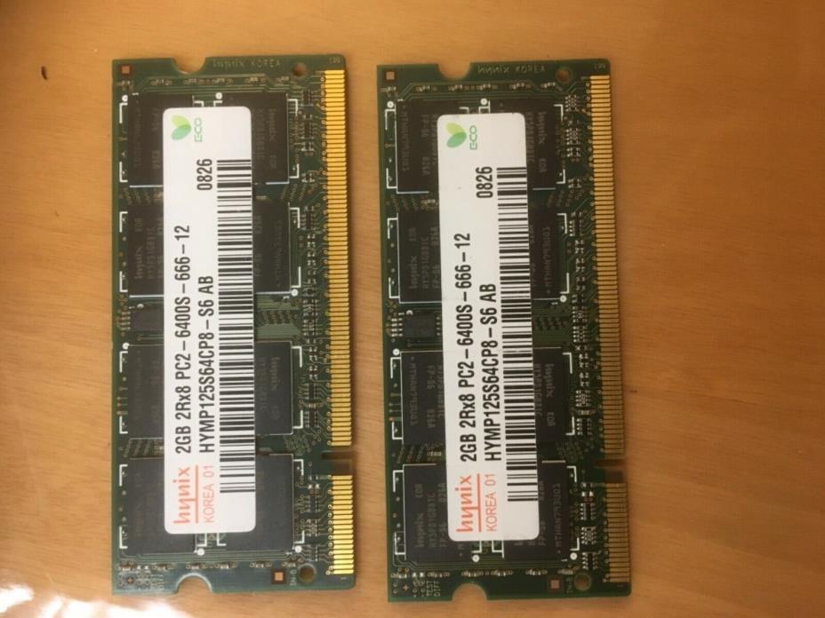 2 hynix 2GB 2Rx8 PC2-6400s 666-12 Laptop Memory RAM/DDR2 800MHz Hynix PC2-6400
