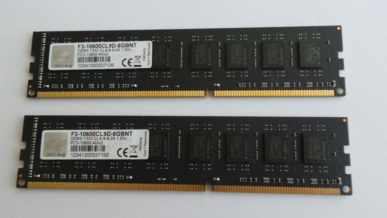 G.SKILL 8GB 2 x 4GB 240-Pin F3-10600CL9D-8GBNT SDRAM DDR3 1333 PC3 10600 Desktop