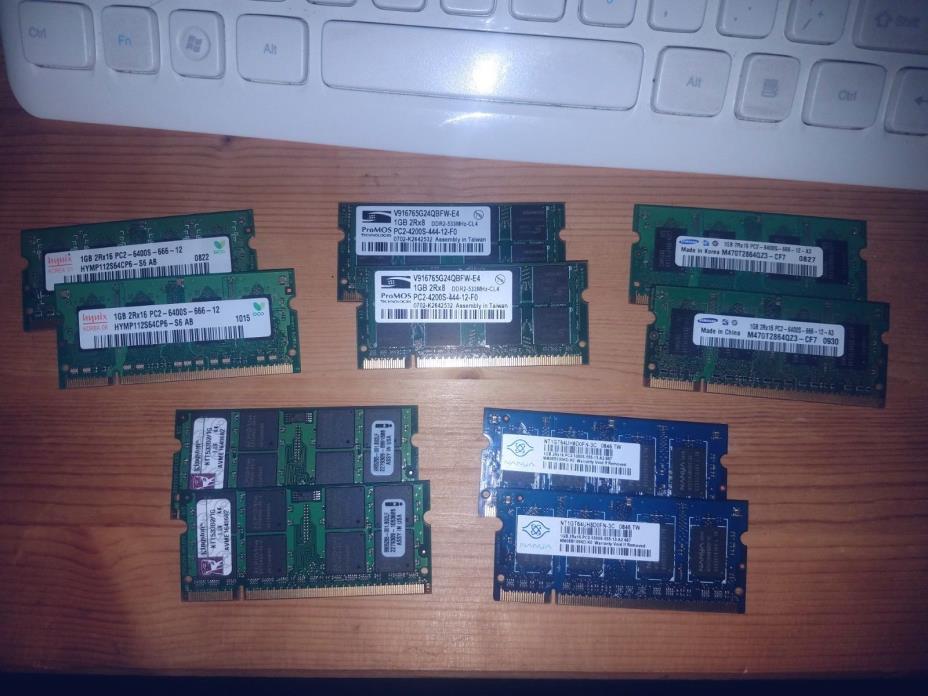 10 x 1GB PC2 Laptop memory (5 pairs)