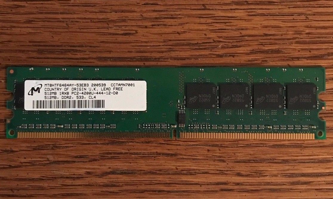 MICRON MT8HTF6464AY-53EB3 512 MB RAM DIMM DDR2 PC2-4200U-444-12-D0 (Used/Works!!