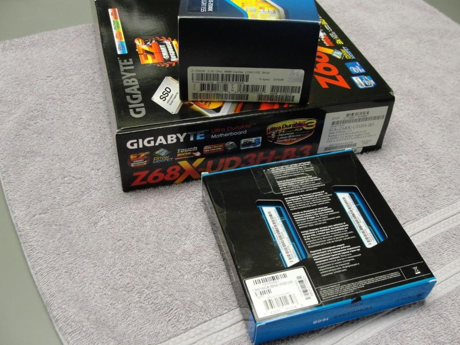 NEW GIGABYTE Z68X-UD3H-B3 MB + SEALED INTEL i5-2500K 3.3GHZ UNLOCKED + 16GB MEM