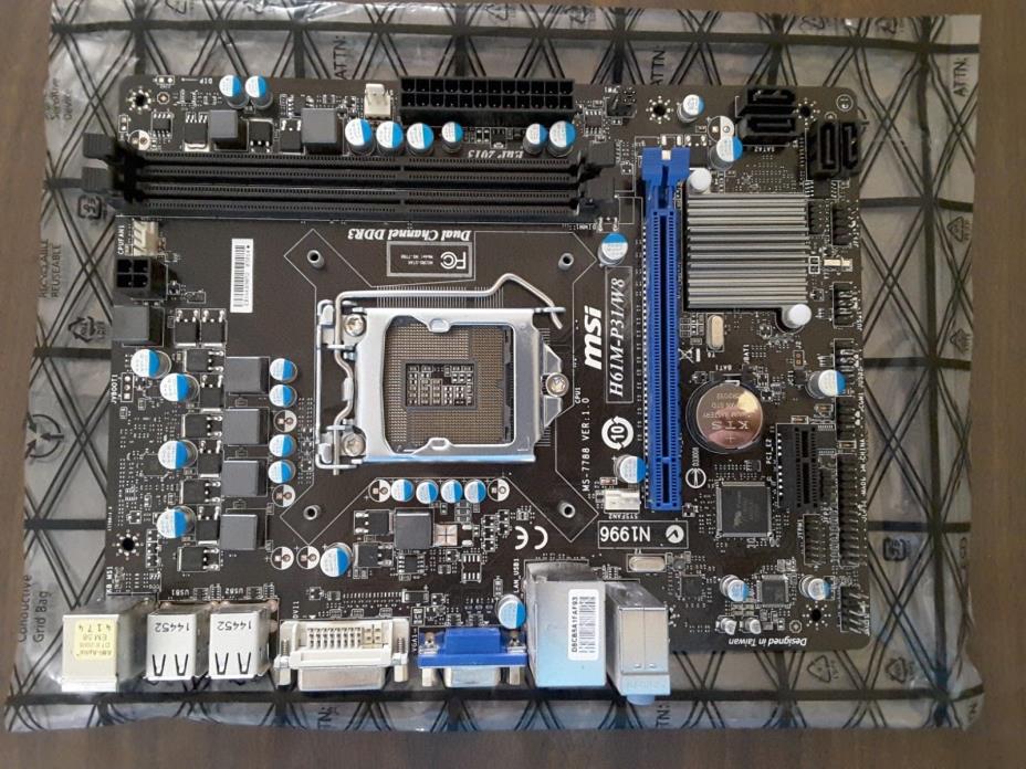 MSI H61M-P31/W8 Motherboard. Used, in good condition
