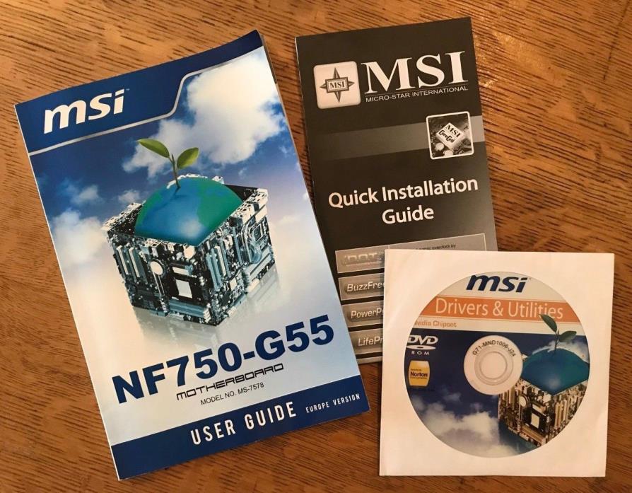 MSI NF750-G55 Motherboard MS-7578 User / Installation Guide Drivers & Utilities