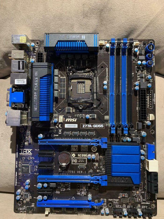 MSI Z77A-GD55 Motherboard - USED - Fresh pull from a working machine