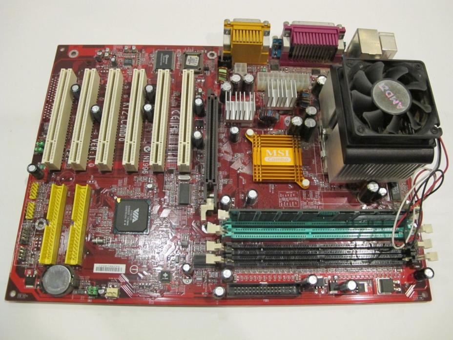 MSI KT2 Motherboard  *** with AMD CPU and with Memory!!! ***