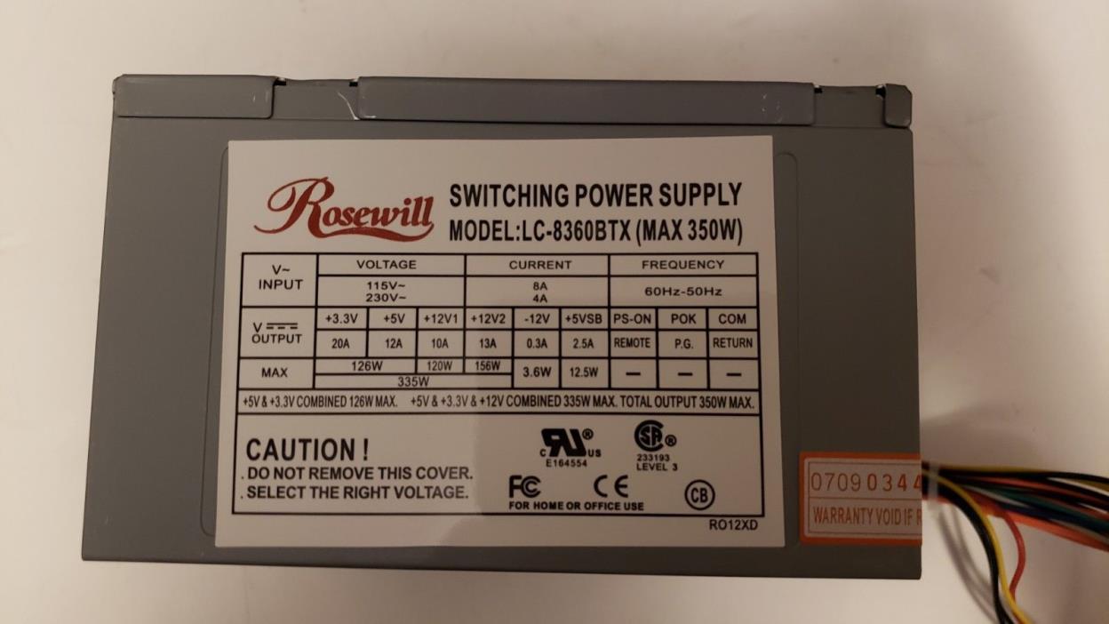 ROSEWILL POWER SUPPLY LC-8360BTX 350W PSU