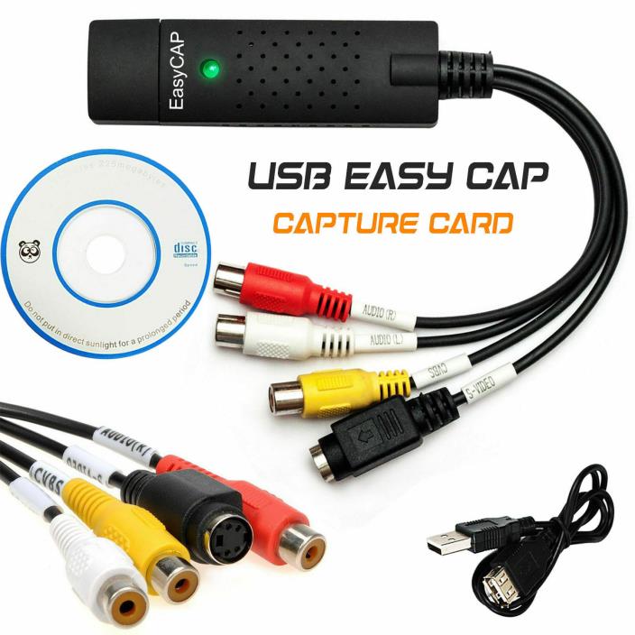 EasyCap DC60 USB Video Capture Card Adapter with ChipSet UTV 007 for Win 7 8 10