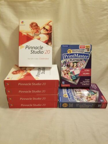 (7 pack)Pinnacle Studio 20 Video Editing Suite/ PRINTMASTER Platinum Broderbund