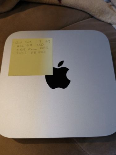 MacMini late 2012, made in 2014. intel i7 2.3 ghz, 8gb ram, 256gb SSD, 8 gb ram