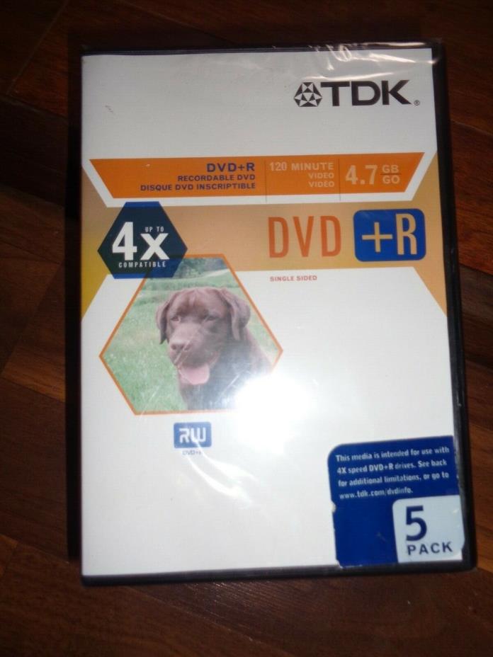 TDK RW DVD+R 4x speed 4.7 GB 5 Pack with Cases - Sealed