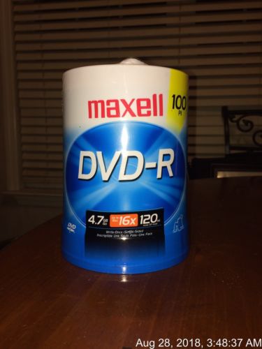 Sealed MAXELL DVD-R 100 Count 4.7GB 16X 120mi