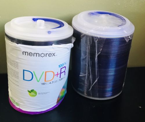 Memorex DVDs plus R 16x 4.7GB 100 X 2 Packs Spindle Blank Discs Dvd+r BRAND NEW