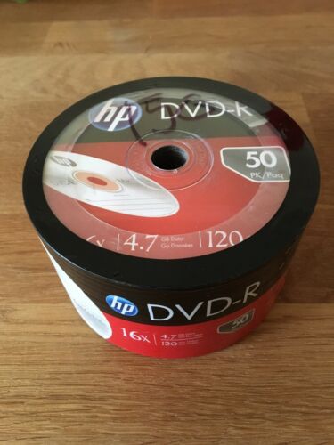 HP DVD-R 4.7GB 16x 120min 50PK In Sealed Package