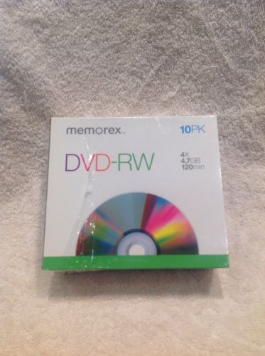 Memorex DVD-RW 4X 4.7GB 120 Min. (10 Pack) Package unwrapped but not used-Blank