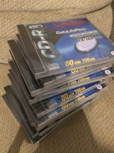 Verbatim CDR 80 Minute 700MB Data Life Plus AZO Blue Technology Lot Of 13 Sealed