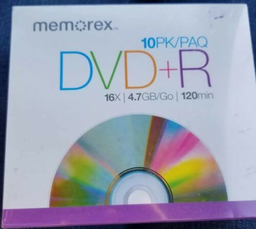 NEW NIP MEMOREX DVD-R 10PK 16X 4.7 GB 120 Min Factory Sealed