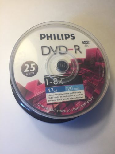 New Philips 25 Discs Dvd-R 4.7Gb/120Min
