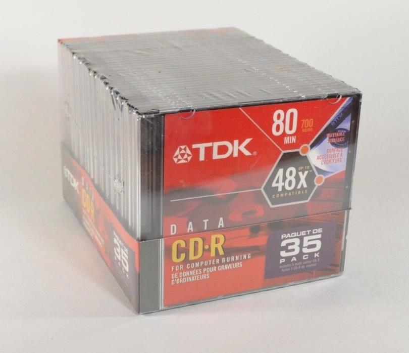 TDK 80 Minute/700MB Data CD-R 35 Pack w/ Slim Jewel Cases