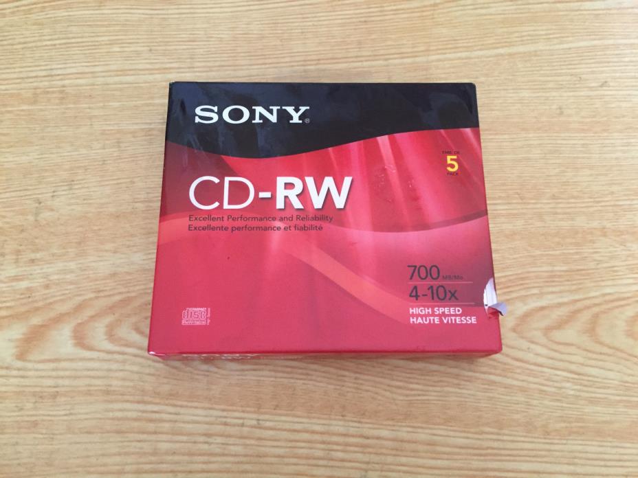 Sony 5CDRW700HRH CD-RW Discs 5 Pack NEW
