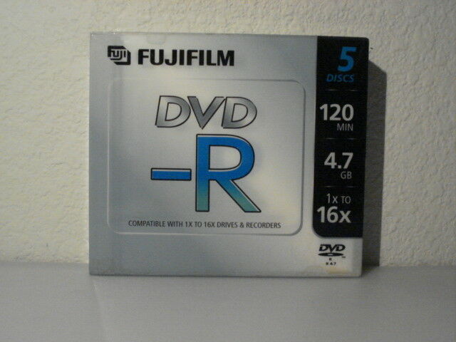 5Pack Fuji Blank DVD-R Discs with Jewel Cases