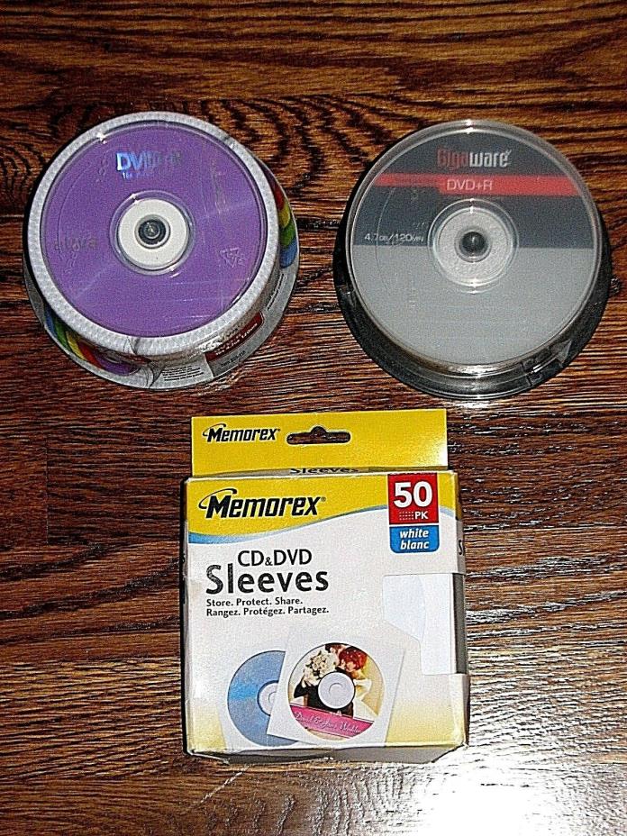 New Ativa DVD-R 25 Pack DVD+R 24 Pack Memorex 50 Pack Sleeves Recording Back-Up