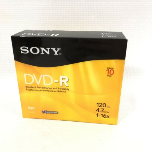 Sony DVD-R 10 Pack, Brand New! Factory Sealed! 120min 4.7 GB AccuCORE