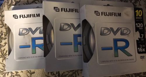 NEW FUJIFILM DVD-R  three 10 packs  16X 4.7GB 120 minutes