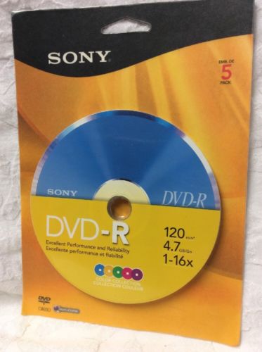 Sony DVD-R 5 Pack. 120 Minutes,4.7 GB 1-16x
