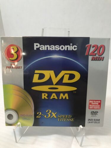 3 Pack Panasonic DVD-RAMs LM-AF120LU5 2~3x Speed 4.7GB 120Min New
