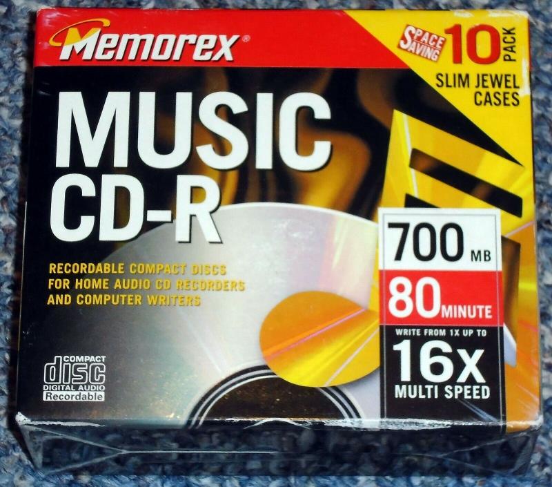 *NEW & SEALED* Memorex CD-R Recordable 10 Pack 80 Min 700MB 16x Speed Blank CDs