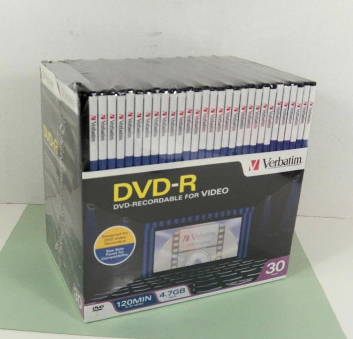 New Verbatim DVD-R 30 Pack 4.7GB 120 min, in Video Trimcases