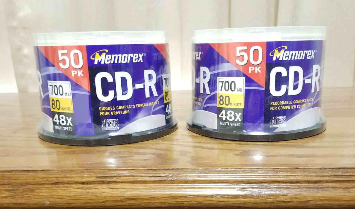 (2) 50 Pack Memorex CD-R Compact Discs - Never Opened
