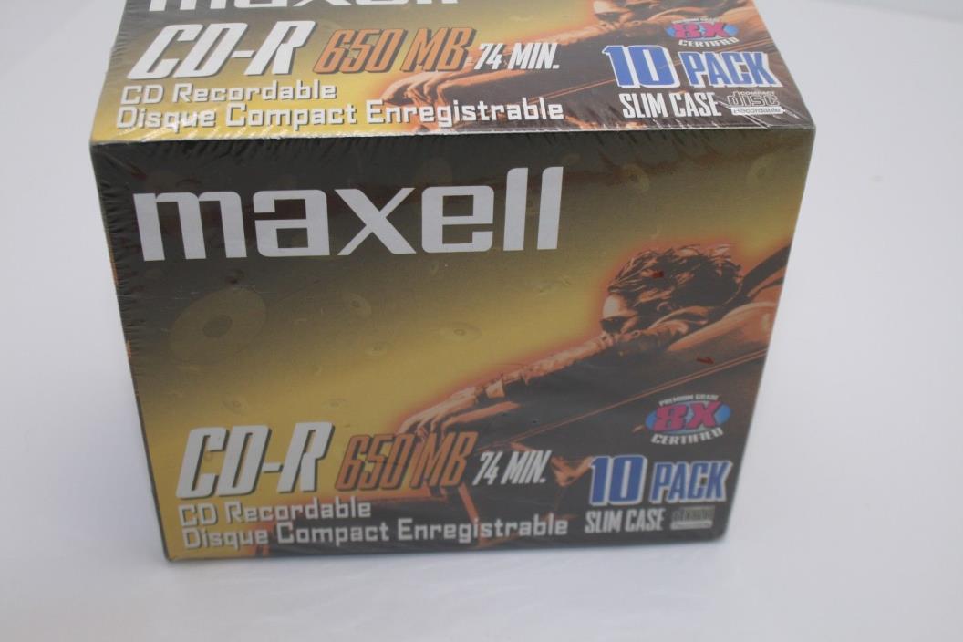 MAXELL CD-R74 650MB 74 Min. Writable CD REcordable 10 Pack New Sealed