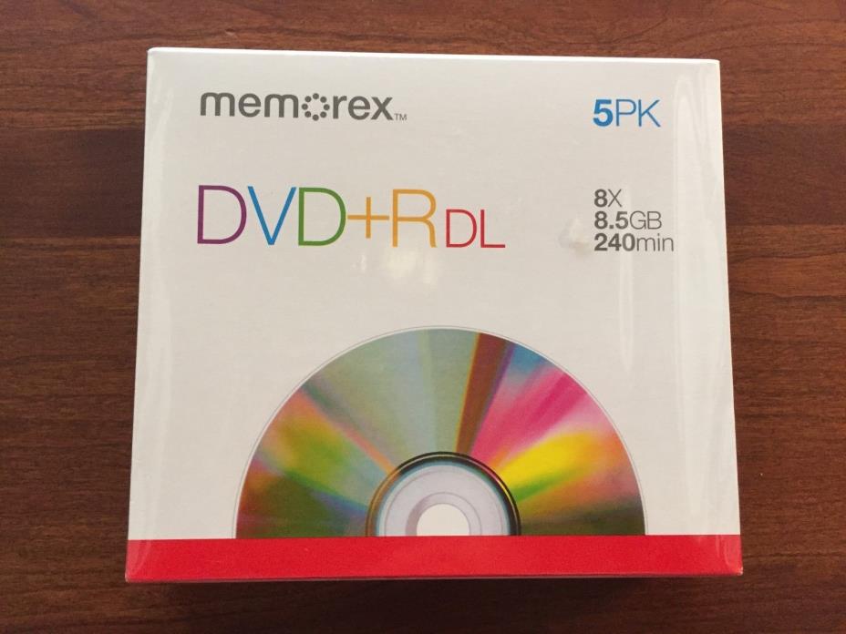 Memorex DVD+R DL 8 x 8.5GB 240 min, 5 pk, jewel cases, new sealed