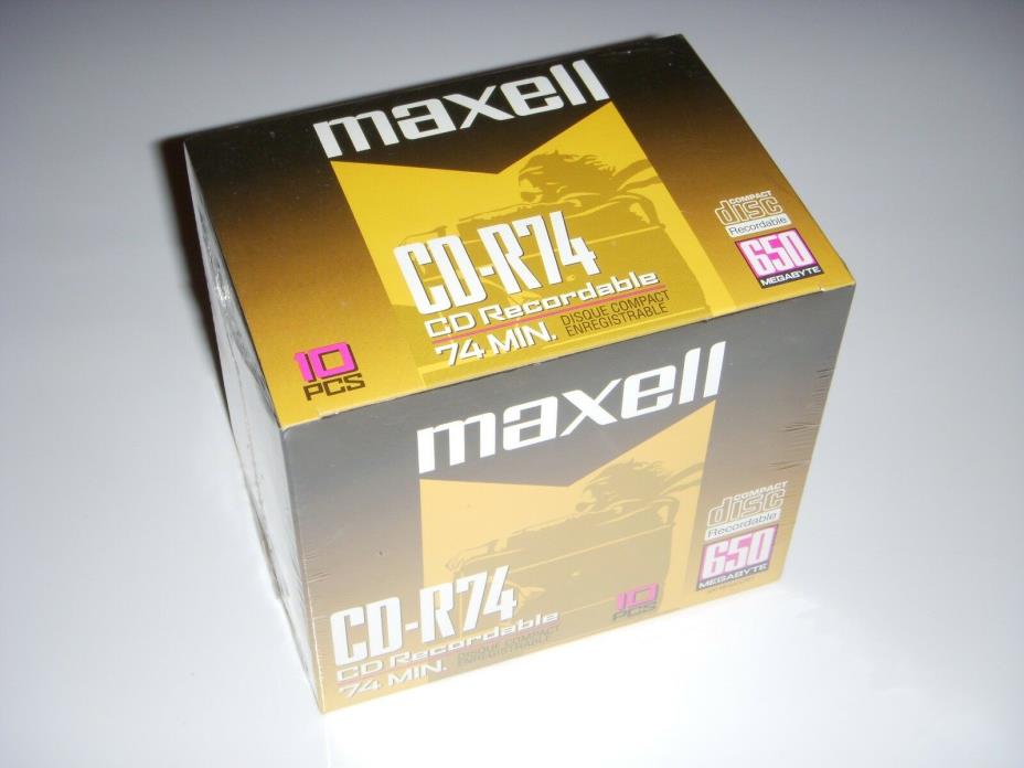 NOS MAXELL CD-R74 10 Pack 650MB 74 Min Writable CD Recordable Storage Sealed