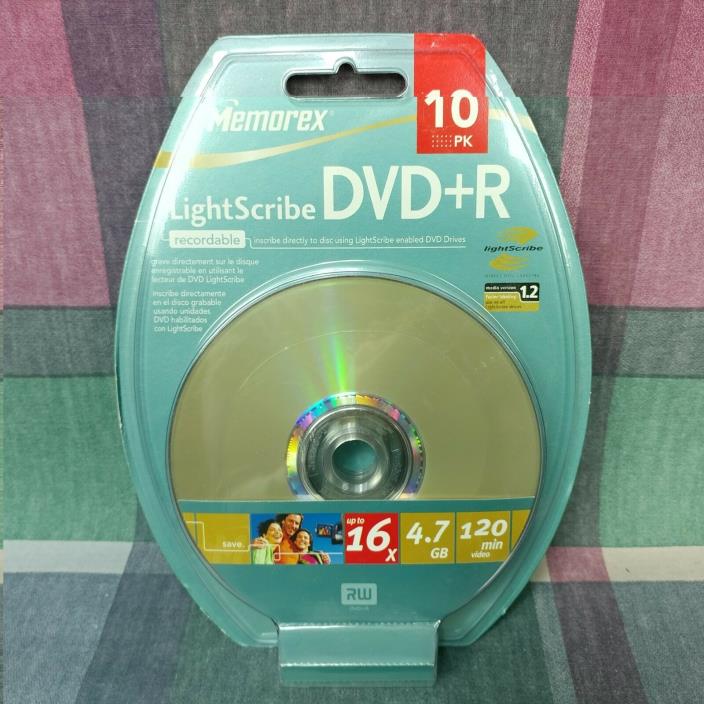 NEW Memorex LightScribe DVD+R 10 Pack 4.7 GB 120 Minutes Video 16X Light Scribe