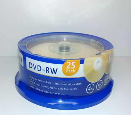 (1 Pack of 25) Ativa Gold DVD+RW 4X 120 Min 4.7 GB NEW SEALED Blank Media