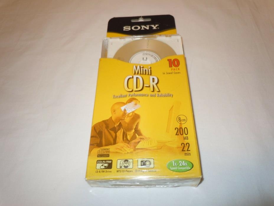 Genuine Sony Mini CD-R 10 Pack Blank Media with Jewel Cases 200MB 22min - NEW
