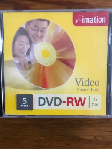 Imation DVD-RW Video Photos Data 4 x 2 HR (5-Pack & Jewel Cases) Discs SEALED