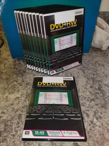11 (Eleven) Verbatim DVD-RW 120Min 4.7GB 4X Branded 1-Pack Jewel Case ~ NEW