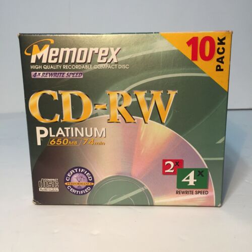 MEMOREX CD-RW Rewritable Media 4x-650 MB-74 Min 10 Pack NEW Sealed